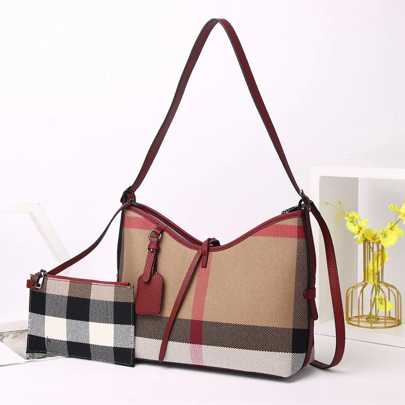 Leather plaid cloth with Pitto bag, shoulder messenger bag, mother and child bag, big-name fashion New tarp 8369 - Deanwangkt