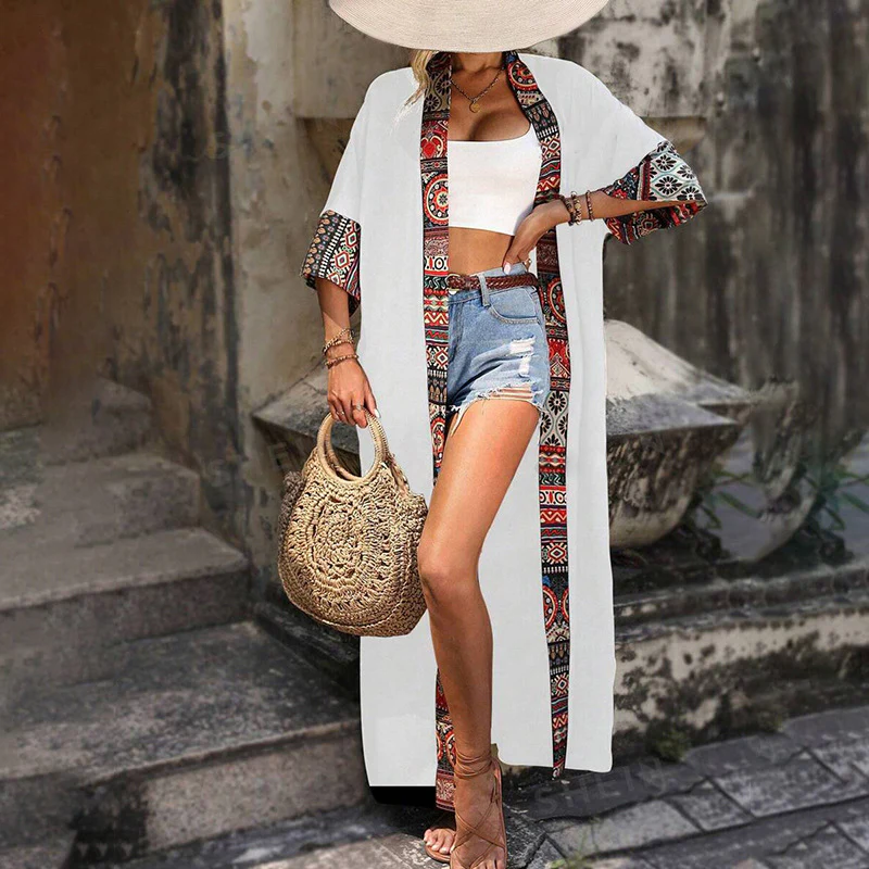 DEANWANGKT 2025New products in !!  beach skirts for women's leisure and vacation floral pullover bikini swimsuit blouse sunscreen clothing - Deanwangkt