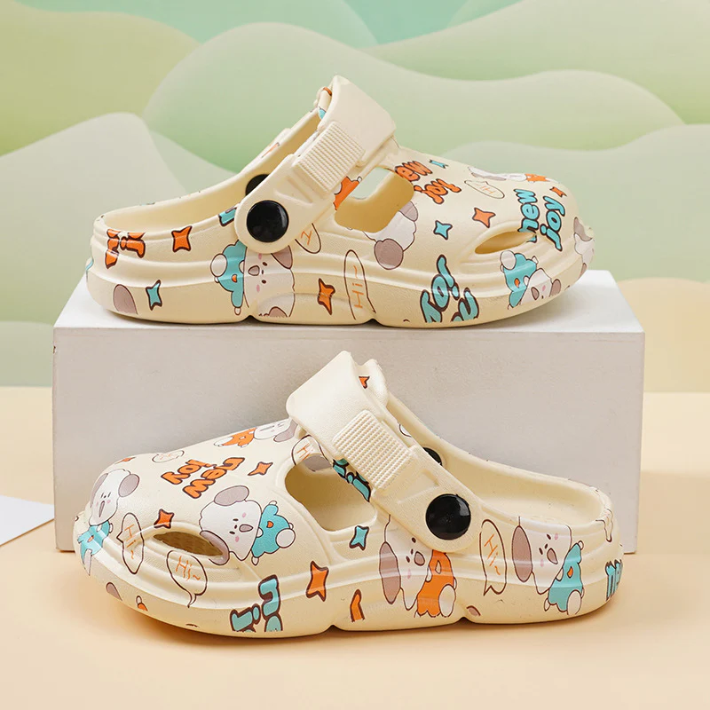 DEANWANGKT Children's Hole Shoes Men's and Women's Children's Shoes  Summer New Medium and Big Children Boy Student Soft Bottom Non-Slip Slippers - Deanwangkt
