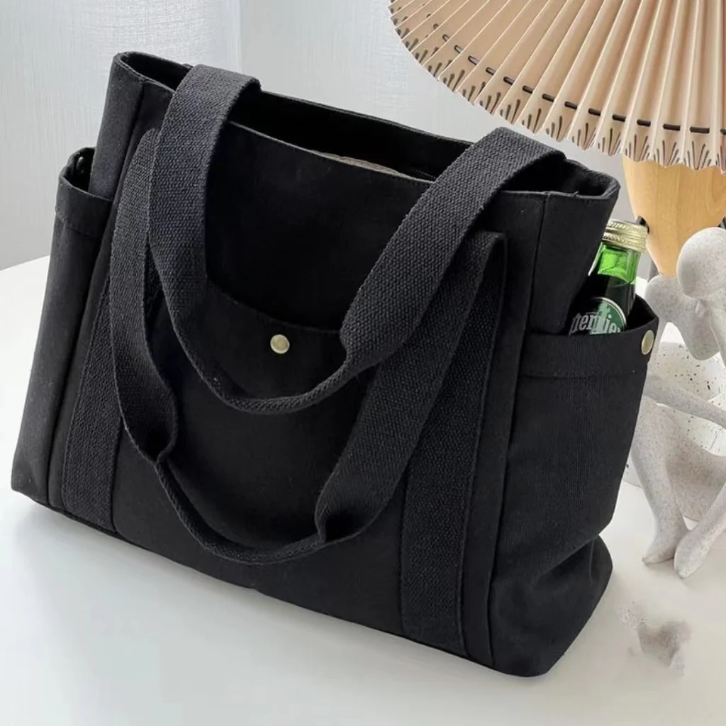 Canvas Bag Female Ins Mori All-Match Shoulder Bag Large Capacity Book Holding Student Class Commuter Bag Woven Handbag - Deanwangkt