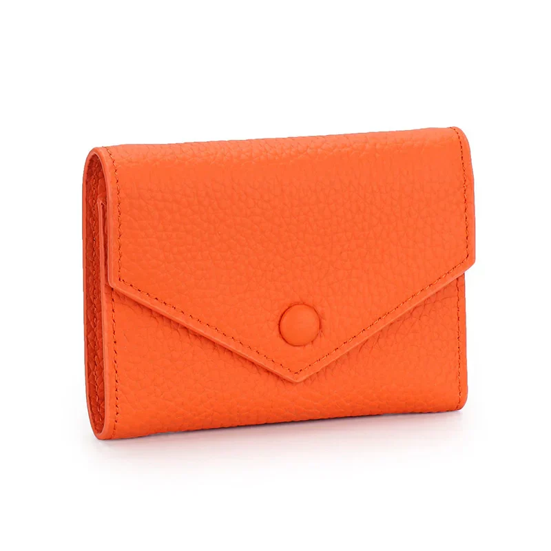 Genuine Leather Women's Foldable Cowhide Short Wallet Fashion Envelope Triple Fold Purse Wallet - Deanwangkt