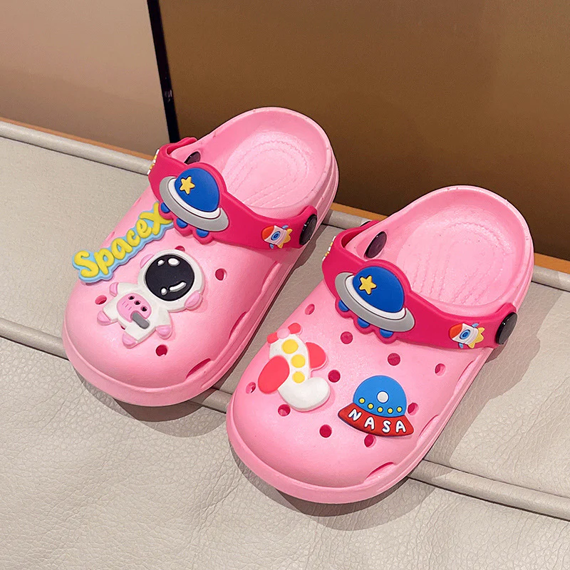 DEANWANGKT New Astronaut Children's Hole Shoes Summer Boys and Girls Baby Closed Toe Eva Sandals Two-Way Children's Sandals - Deanwangkt