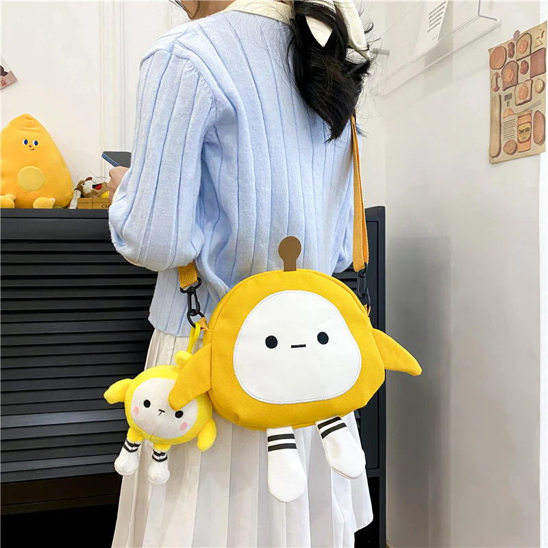 Egg Puff Bag New Cartoon Egg Puff Party Bag Canvas Bag Shoulder Messenger Bag Canvas Bag Casual Bag - Deanwangkt