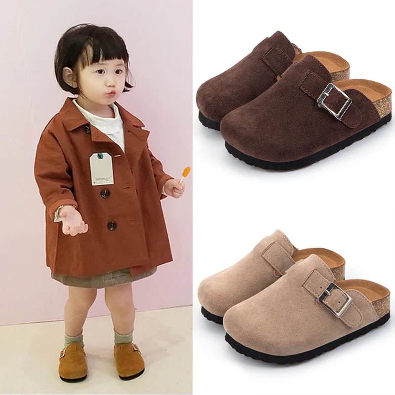 DEANWANGKT New Autumn Cork Baby Girl Children's Shoes Belt Buckle Home Boy Casual Slippers One Piece Dropshipping - Deanwangkt