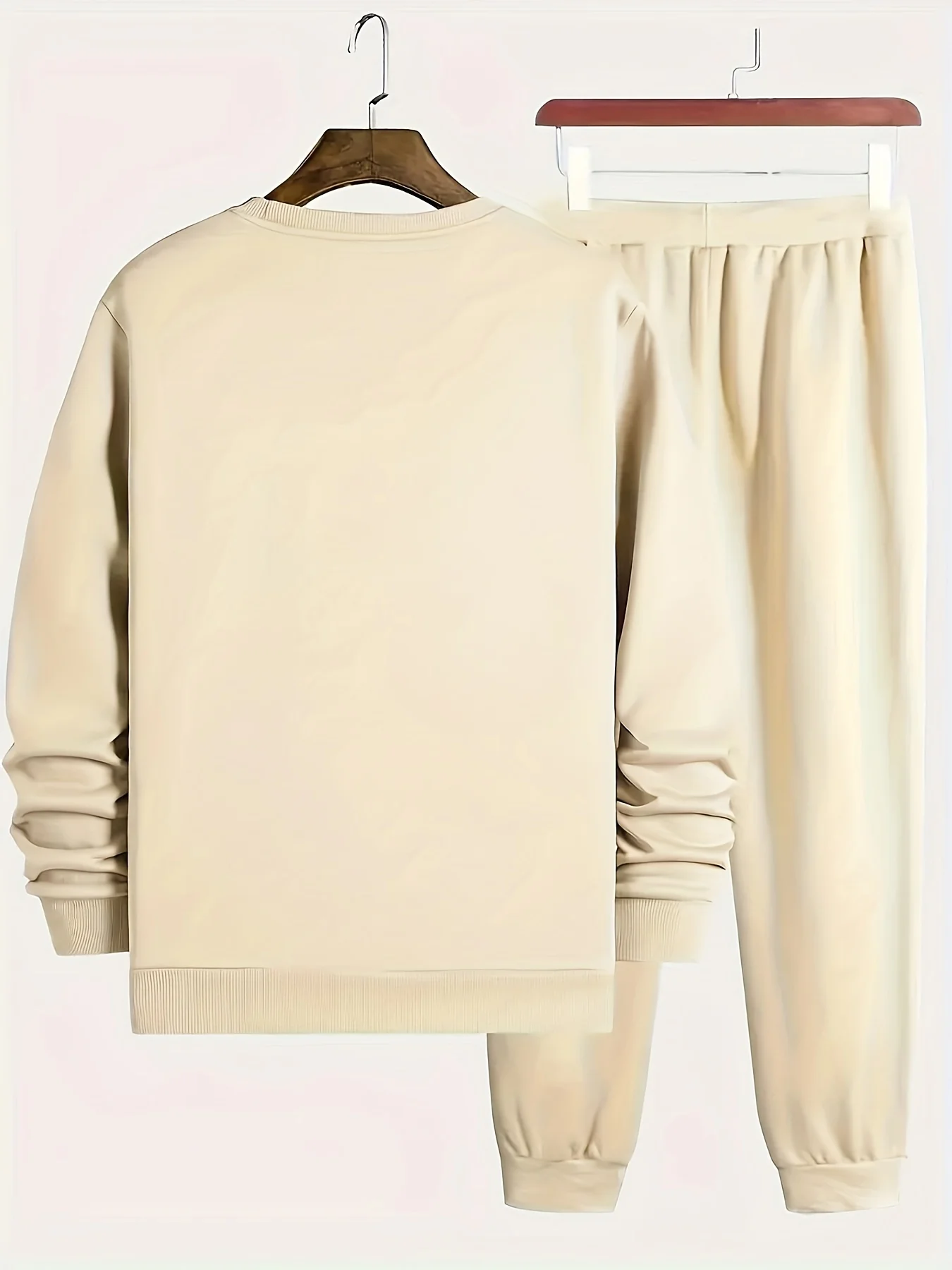 Mens Bear Graphic Comfort Sleepwear Set - Cozy Cotton Blend, Long Sleeve Crew Neck Top & Loose Pants with Pockets, Elastic Waist for Spring Autumn Outdoors - Deanwangkt