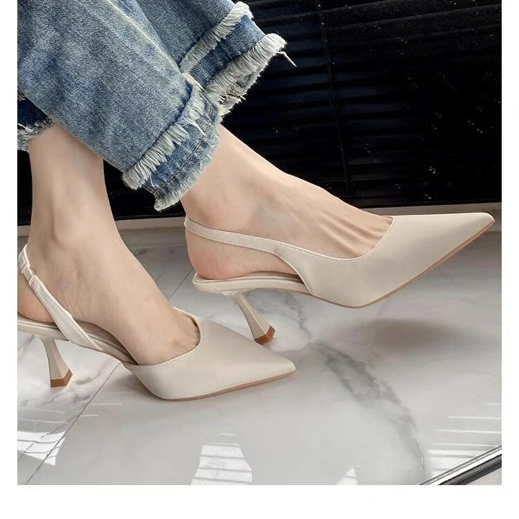 DEANWANGK  Women's High Heels  New Pointed-Toe Stiletto Shoes Niche Design Elegant Closed Toe Sandals Summer Women's Shoes - Deanwangkt