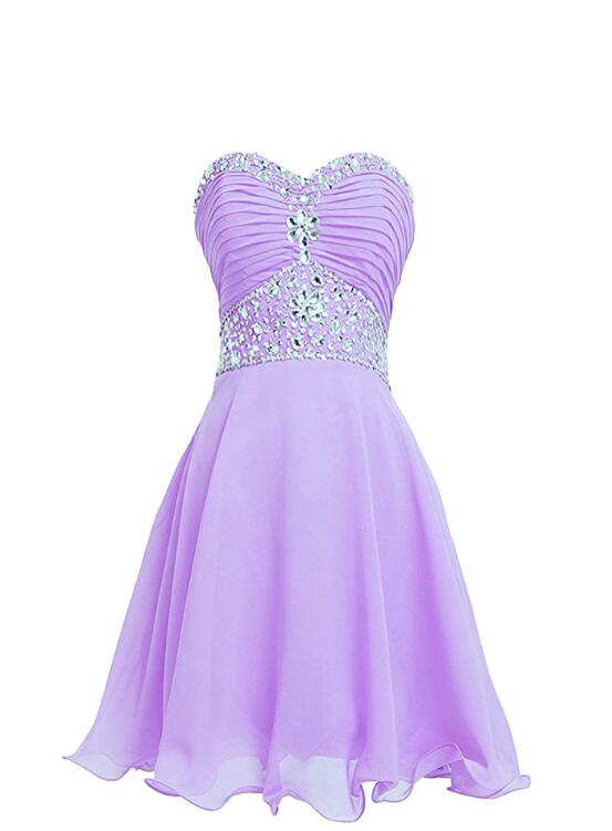 Solvbao Beautiful Light Purple Beaded Homecoming Dress, Short Chiffon Prom Dress - Deanwangkt