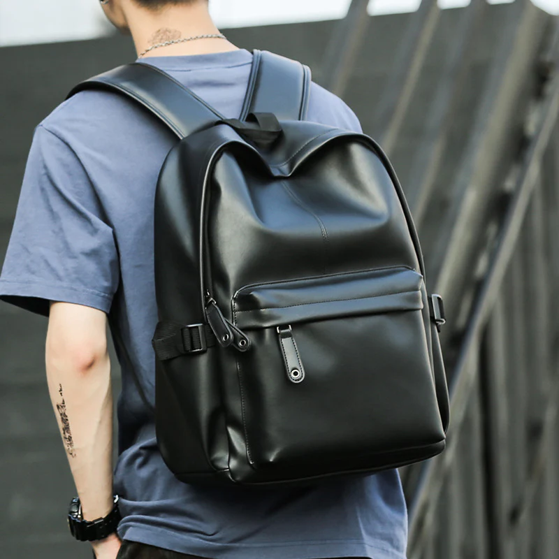 HOTan and NEWn Men's Bag Fashion Trendy Bag Youth Student Schoolbag Cross-Border Leather Backpack Men's Fashion Backpack in Stock Cross-Border - Deanwangkt