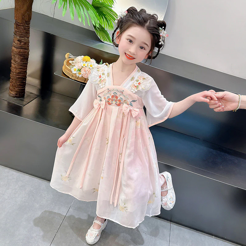 Hanfu Girls' Summer Clothing  New Children's Tang Costume Chinese Style Fairy Ancient Style Baby Thin Jacket and Dress Dress - Deanwangkt