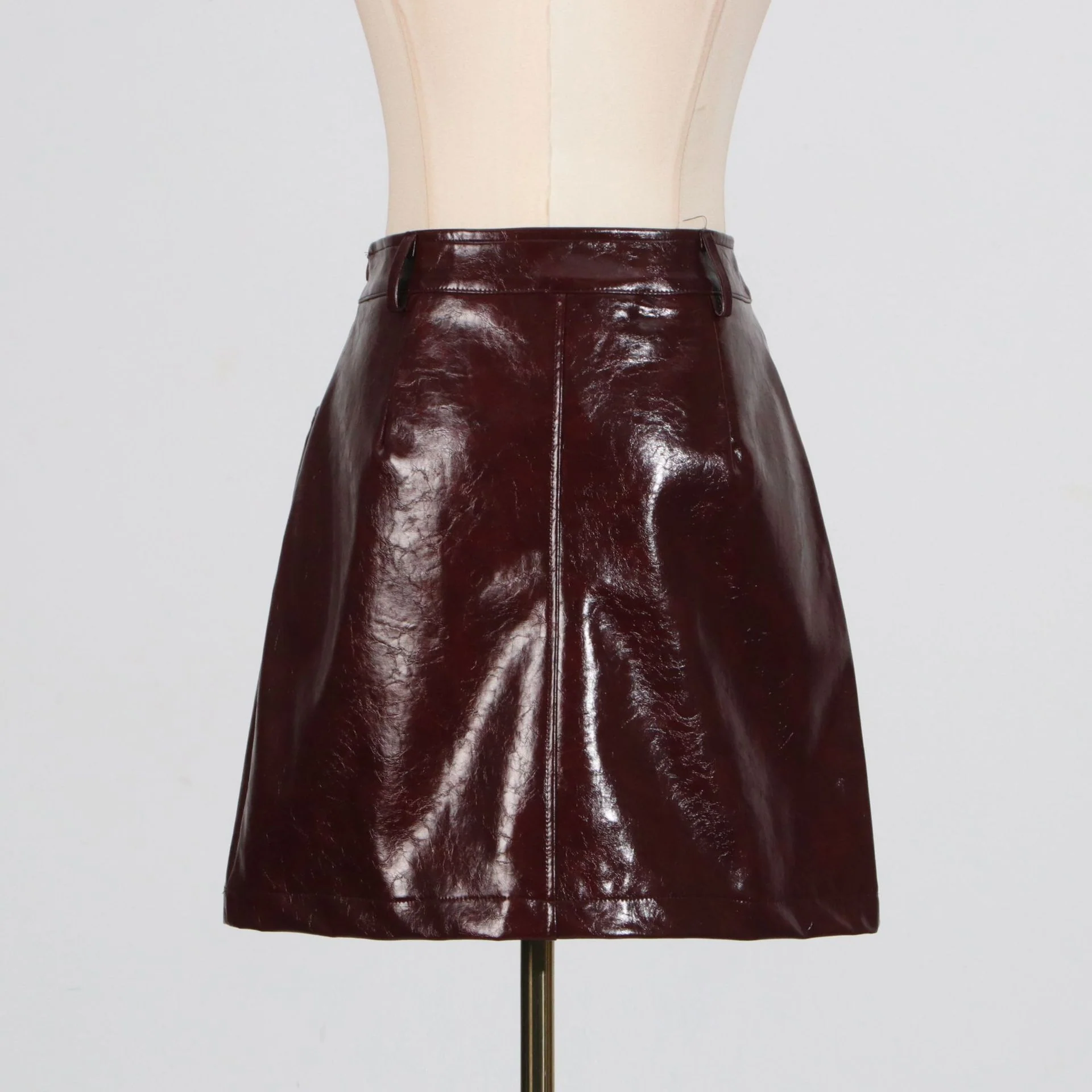 2025 spring  style Angola red retro high-end suit femininity elegant fashion patent leather two-piece set - Deanwangkt