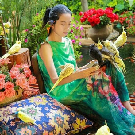 Special offer! Yang Liping 16 Spring and Summer Ethnic 3D Flowering Double Layer Printed Dress L496 - Deanwangkt