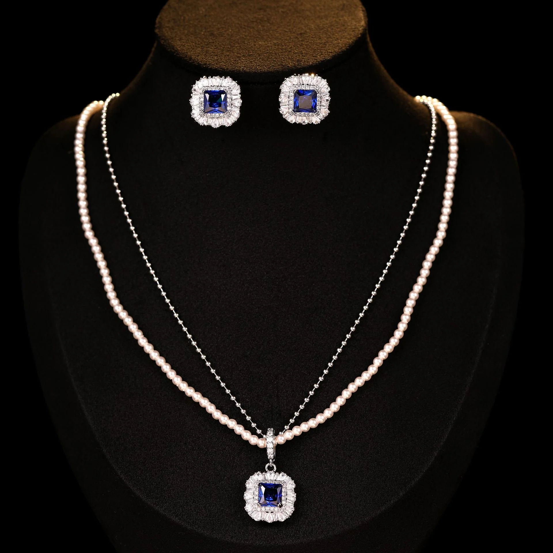 2025 Light luxury jewelry set, multi-layer pearl necklace, earrings, accessories, women's high sense, niche temperament, versatile neck chain, dinner party - Deanwangkt