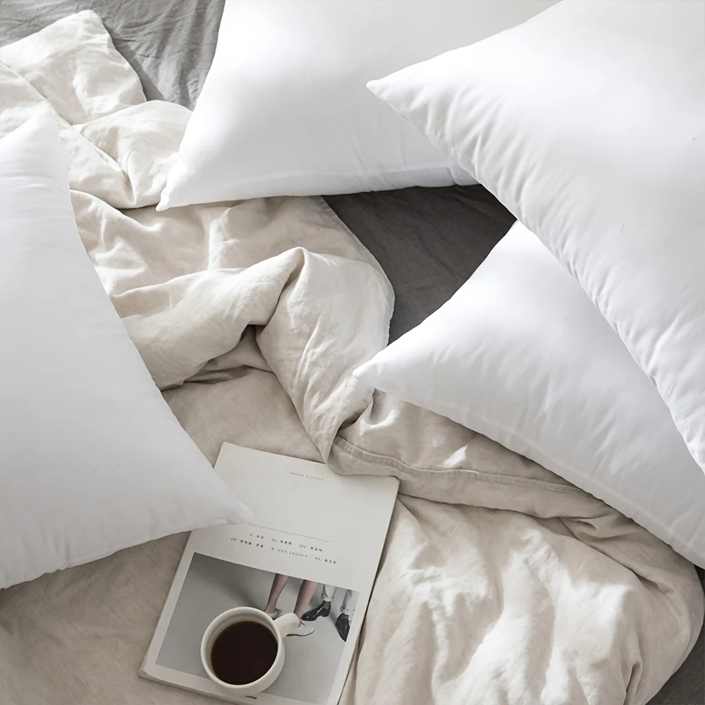 Ultra-Soft & Fluffy Rectangular Pillow - White, High-Quality Polyester Cover, Skin-Friendly & Breathable, Versatile for All Seasons, Machine Washable - Deanwangkt