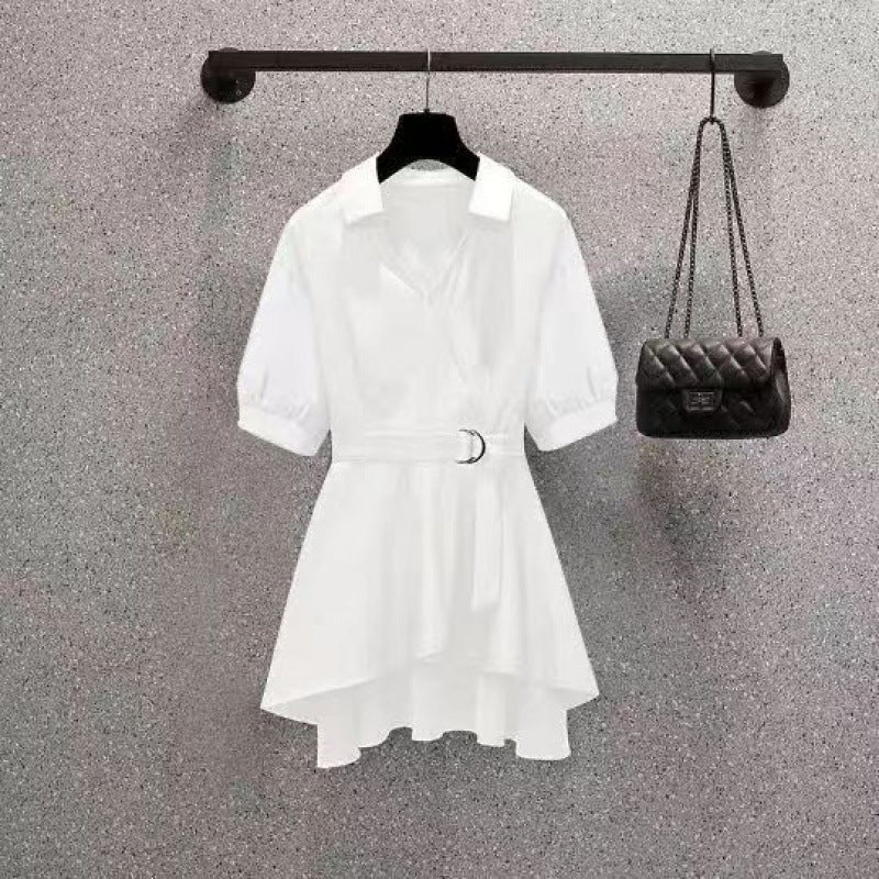 DEANWANGKT  plus Size Women's Fashionable Fitted Waist Figure Flattering Shirt Women's  New Spring Fat Sister Flab Hiding All-Matching Youthful-Looking Shirt - Deanwangkt