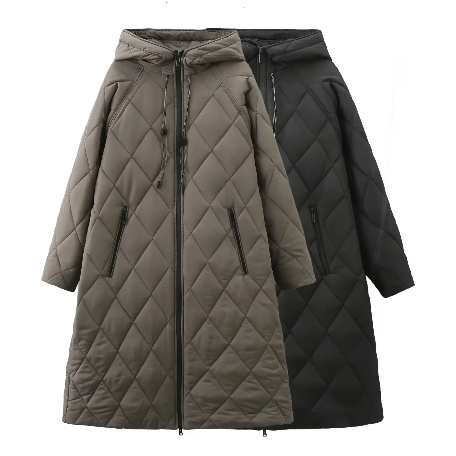 2025 autumn and winter new products European and American cross-border women's clothing street fashion long hooded cotton jacket w034 23166 - Deanwangkt