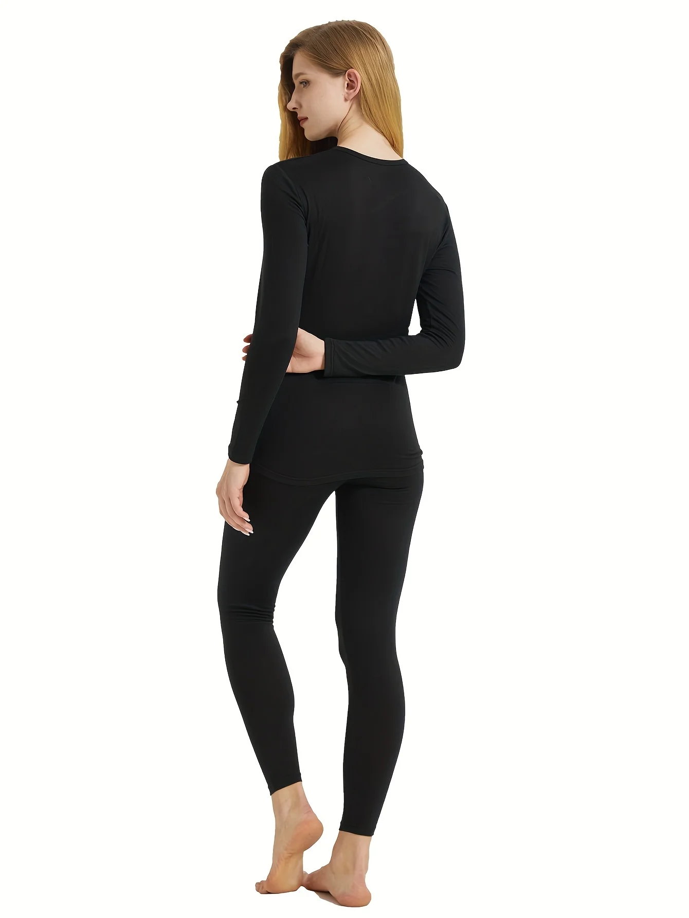 Ultra-Soft Seamless Thermal Underwear Set - Long Sleeve Crew Neck Tops & Cozy Pants for Women - Perfect for Lounging Around or as Underwear - Deanwangkt