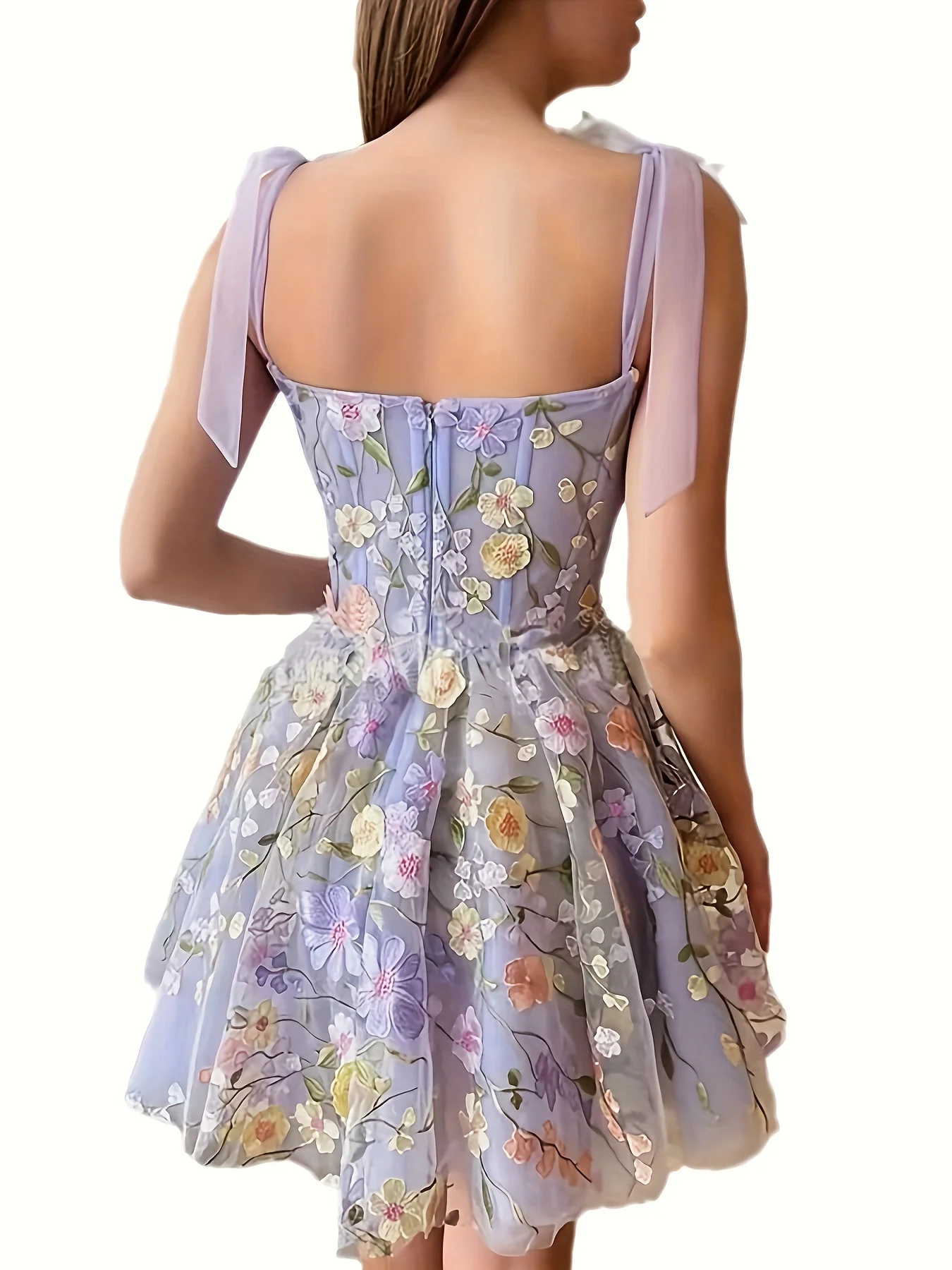 Fashionable Three-dimensional Flower Embroidery Buttocks Sexy Evening Dress - Deanwangkt