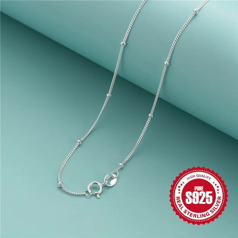 925 Sterling Silver Simple Chain Necklace Minimalist Style Hypoallergenic Chain Neck Jewelry - Deanwangkt