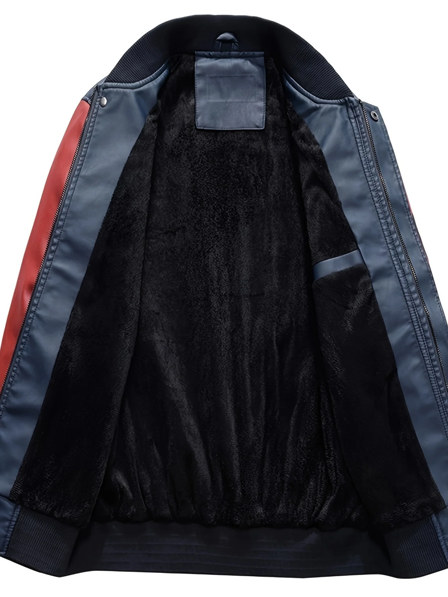 1pc Men'S Preppy Style Faux Leather Jacket - Polyester Baseball Collar Stand Coat with Alphabet Pattern, Zipper Closure, Non-Stretch Woven Fabric, Regular Fit with Polyester Lining, Plus Size - Deanwangkt