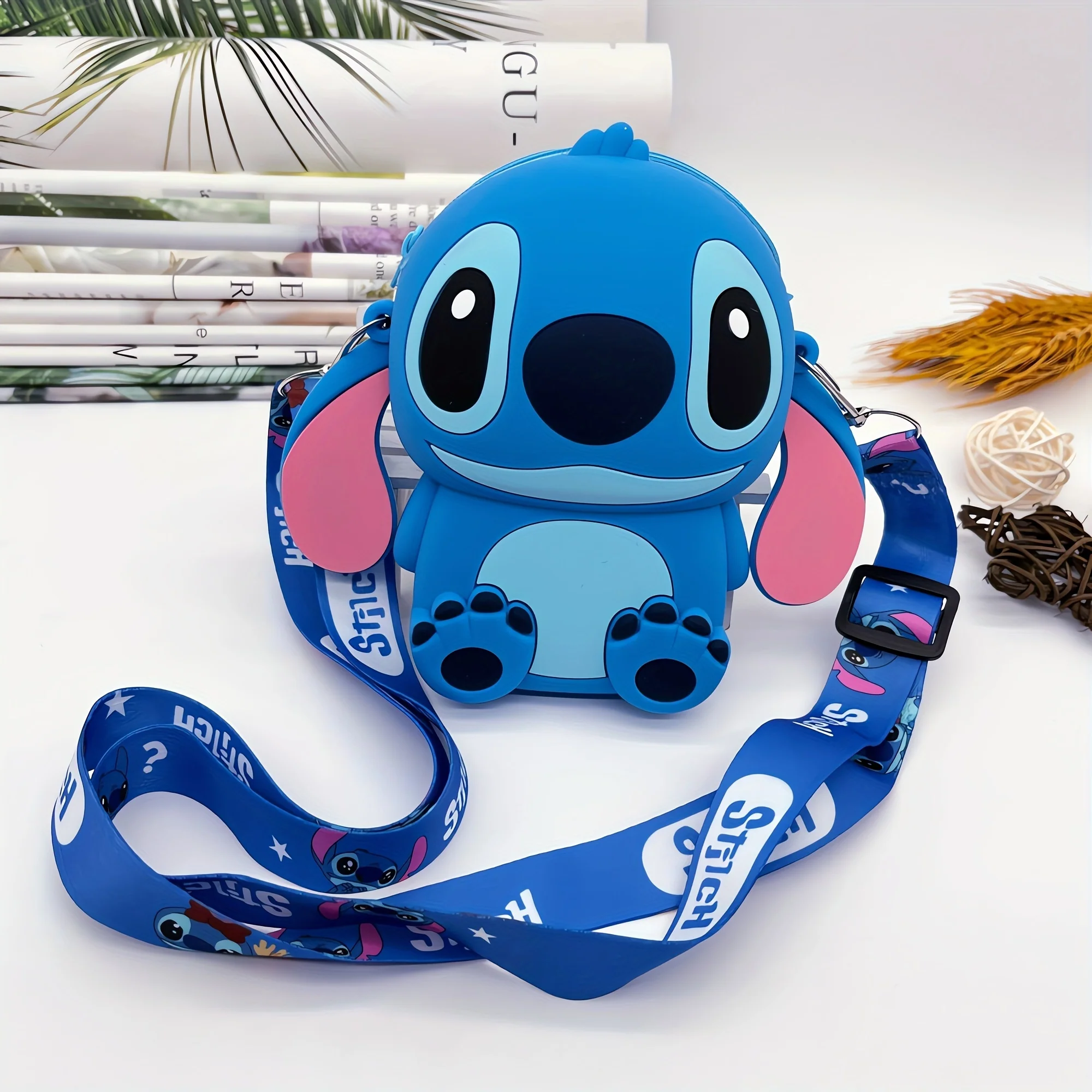 1pc Disney Stitch Crossbody Bag - Adjustable Shoulder Strap, Zipper Closure, Cartoon Stitch Design, Silicone Material, Coin Wallet Purse with Secure Storage - UME Brand - Deanwangkt