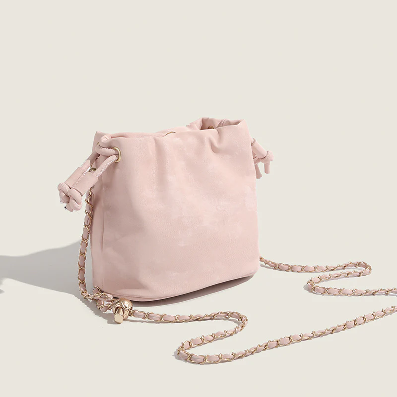 DEANWANGKT 2025 Puff Pump with Bucket Bag Women's  Fashion Pink Chain One Shoulder Crossbody Bag ins Hot Style Simple Cloud Bag - Deanwangkt