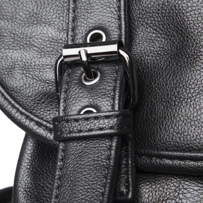 deanwangkt Men's Backpack Men's Backpack Leather Casual Korean Style Student Fashion Trendy Soft Leather Large Capacity Travel Bag - Deanwangkt