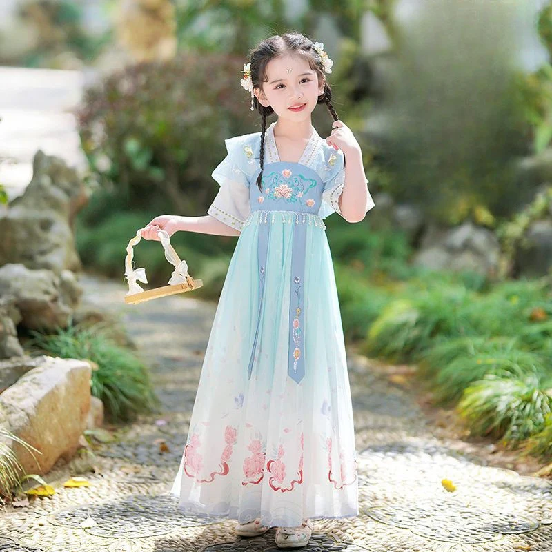 Ancient Style Han Chinese Clothing Amoi Chinese Style Girls' Han Chinese Costume Summer Han Chinese Costume Tang Costume Children's Ancient Costume Skirt Summer Girl - Deanwangkt