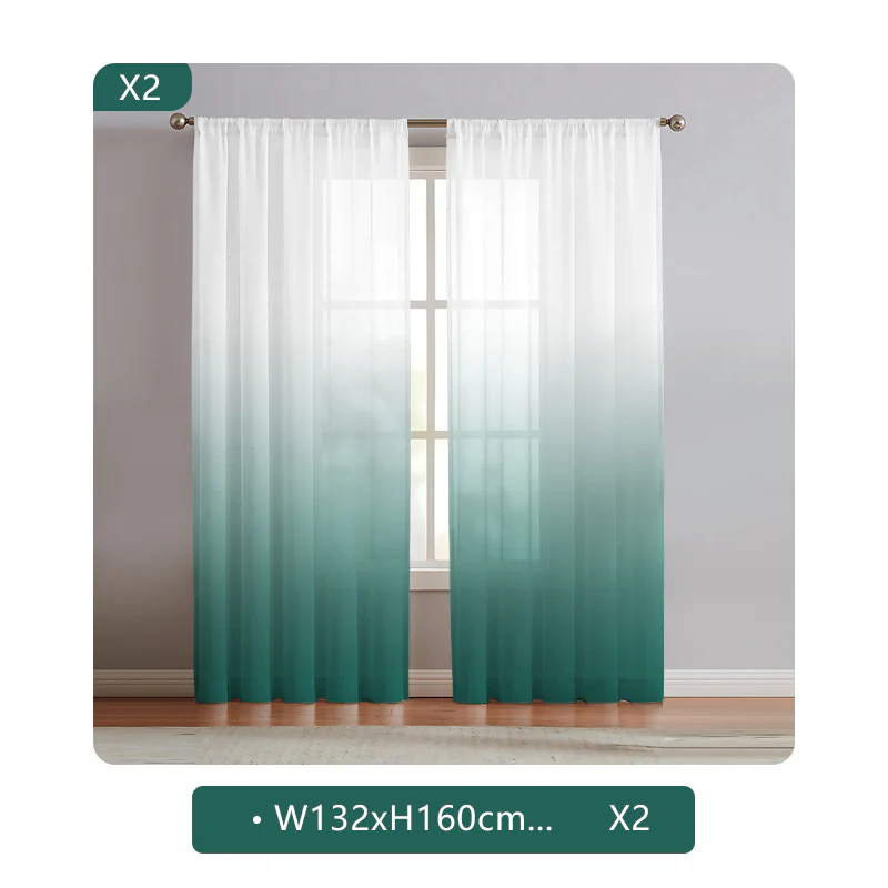 2 Panels Semi Sheer Gradient Color Curtains - Rod Pocket, Easy Hang, Light Filtering, Privacy Protection - For Living Room, Bedroom, Kitchen, Office, Study Decor - Deanwangkt