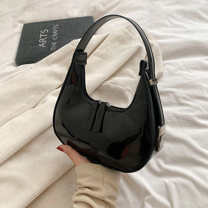 South Korea Ins Special-Interest Design Patent Leather Women Bag  New Spring Fashion All-Match Shoulder Bag Underarm Bag Fashion - Deanwangkt