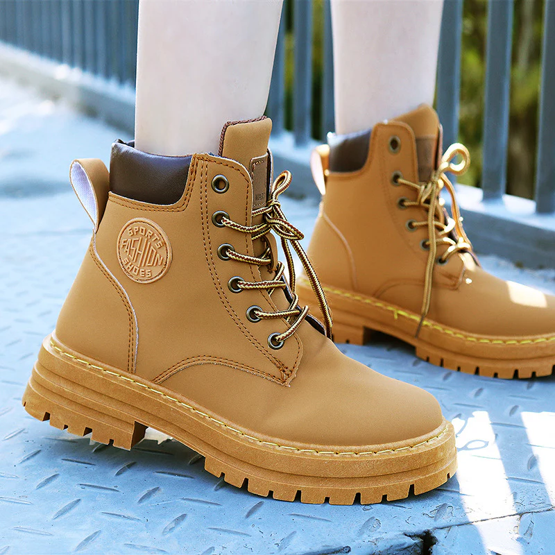 Women's Martin Boots Women's  New Autumn Mountaineering Worker Boots Thick Bottom All-Match British Style Retro Ankle Boots - Deanwangkt