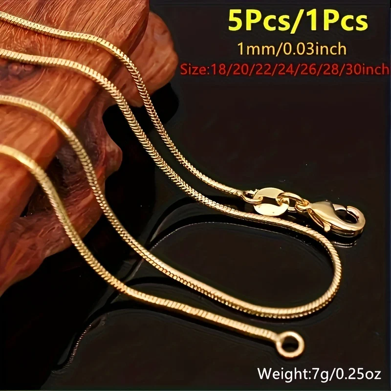 5pcs/1pc Snake Chain Necklace For Men Women Unisex Casual Snake Collarbone Chain Exquisite Jewelry (16/18/20/22/24/26/28/30 Inches) - Deanwangkt