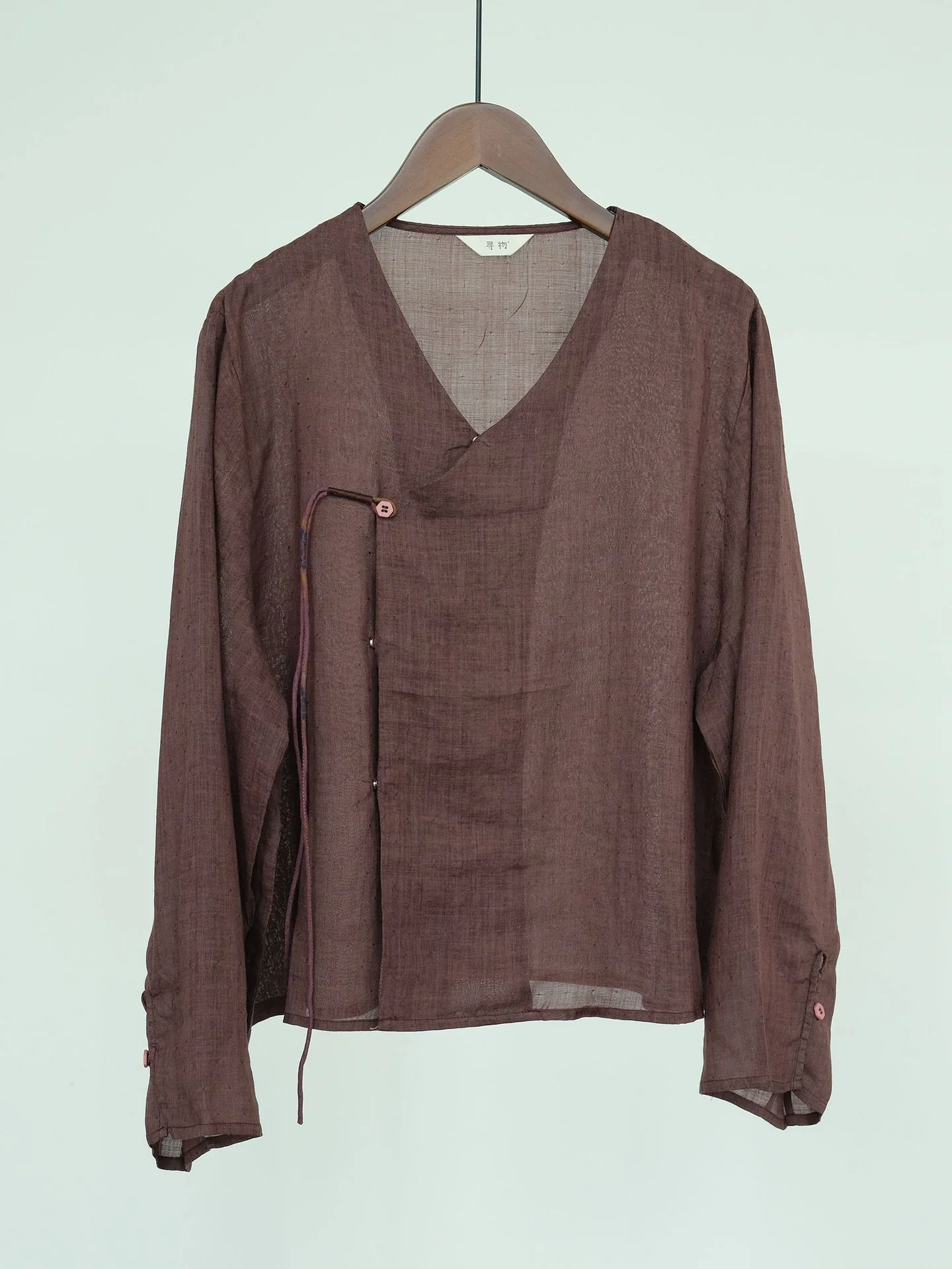 autumn retro ramie jacquard old diagonal placket lace-up shirt, light Chinese literary cardigan jacket S23188 - Deanwangkt