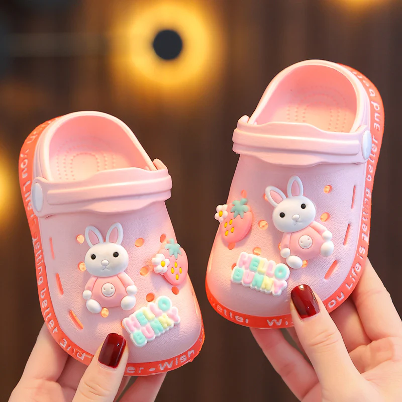 DEANWANGKT Eva Children's Closed Toe Hole Shoes Summer Girls Boys Baby Indoor Soft Bottom Non-Slip Kid's Cartoon Sandals - Deanwangkt