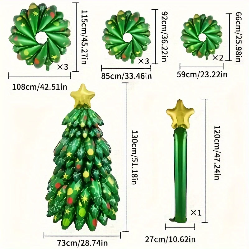 KADUOS 9pcs Christmas Tree Balloon Set - Festive Holiday and New Year'S Party Supplies, Indoor & Outdoor Decorations, Suitable for Ages 14+, No Electricity Required, Green Plastic Balloons - Deanwangkt