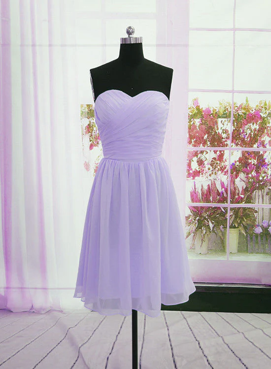 Solvbao Beautiful Light Purple Chiffon Short Prom Dress, Bridesmaid Dress - Deanwangkt