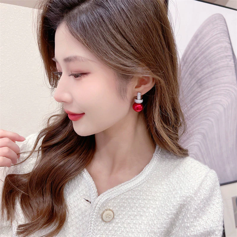 2025 New Popularan large pearl full zirconium round earrings women's s925 silver needle personality simple and versatile fashion temperament stud earrings - Deanwangkt