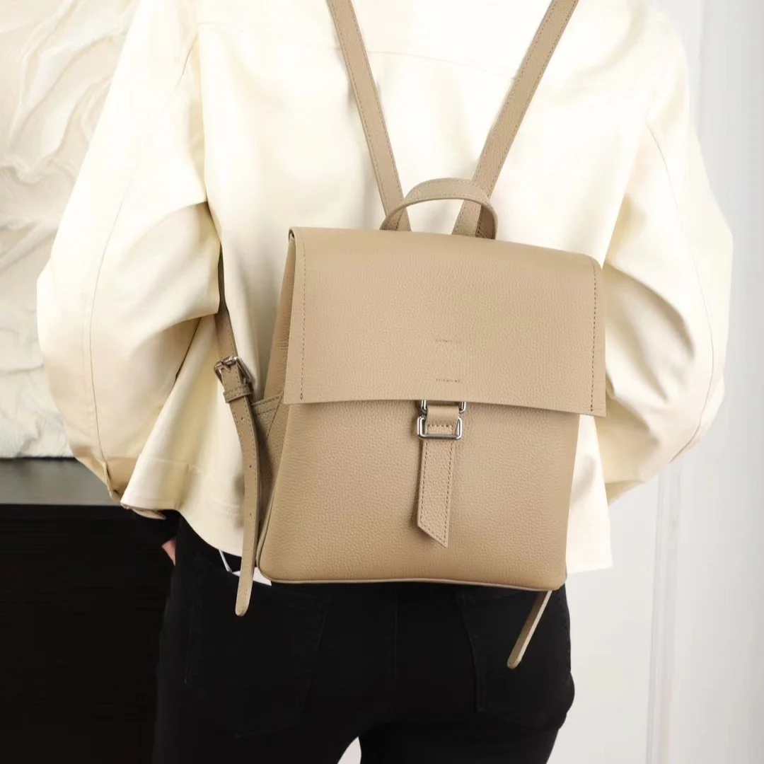 Leather backpack first layer cowhide backpack togo leather casual schoolbag fashion computer bag large capacity trend 829 - Deanwangkt