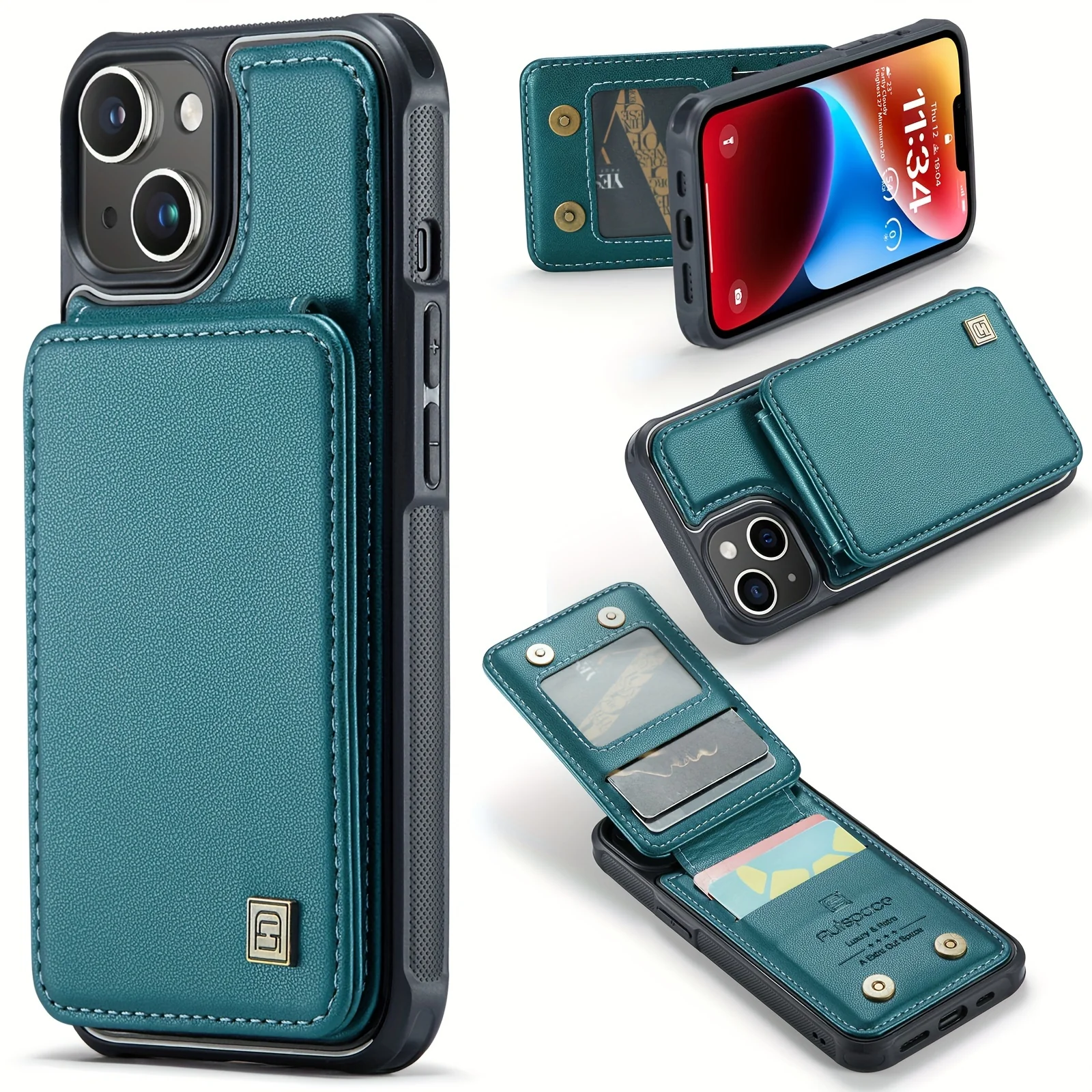 Durable Phone Case with Card Wallet & Anti-theft Compartment - For Couples - Secure Fit for iPhone 14 Pro Max, 12 mini, 11 Pro - Car Mount Ready - Deanwangkt