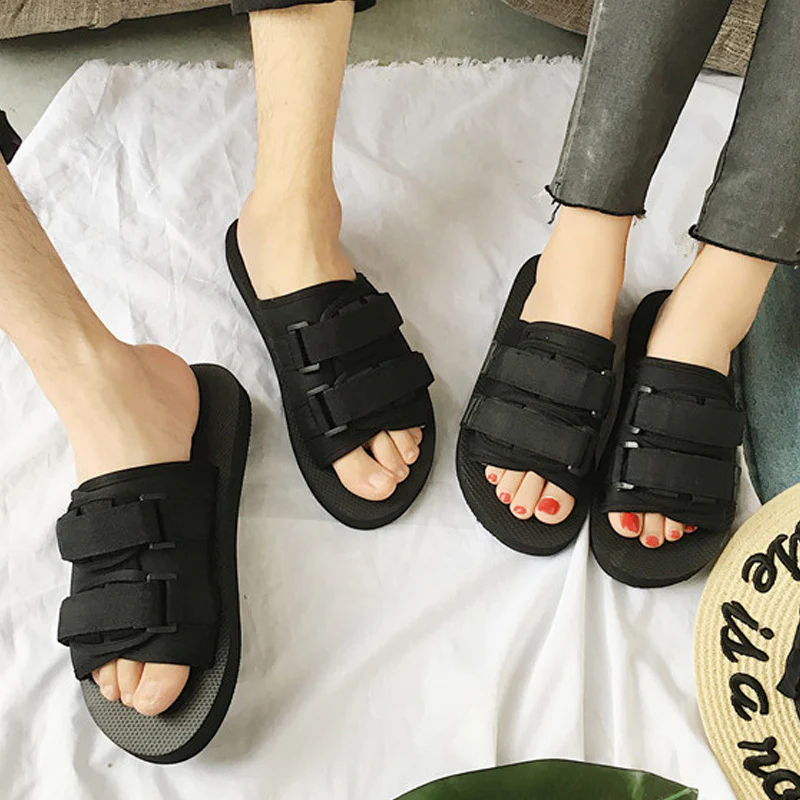 DEANWANGKT  Summer Slippers Velcro Couple Slippers Outdoor Non-Slip Vietnam Beach Shoes Outdoor Slippers Flat Flip-Flops Men - Deanwangkt