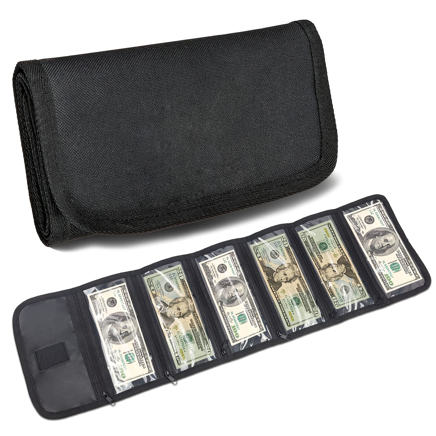 6-Zipper Compact Money Wallet - Versatile Cash Organizer & Receipt Holder for Travel & Budgeting - Durable & Stylish - Deanwangkt