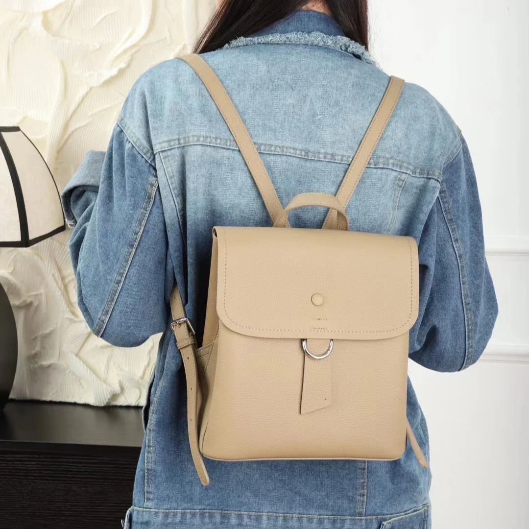 Leather women's bag women's backpack first layer cowhide backpack casual shoulder versatile commuter New togo leather 827 - Deanwangkt