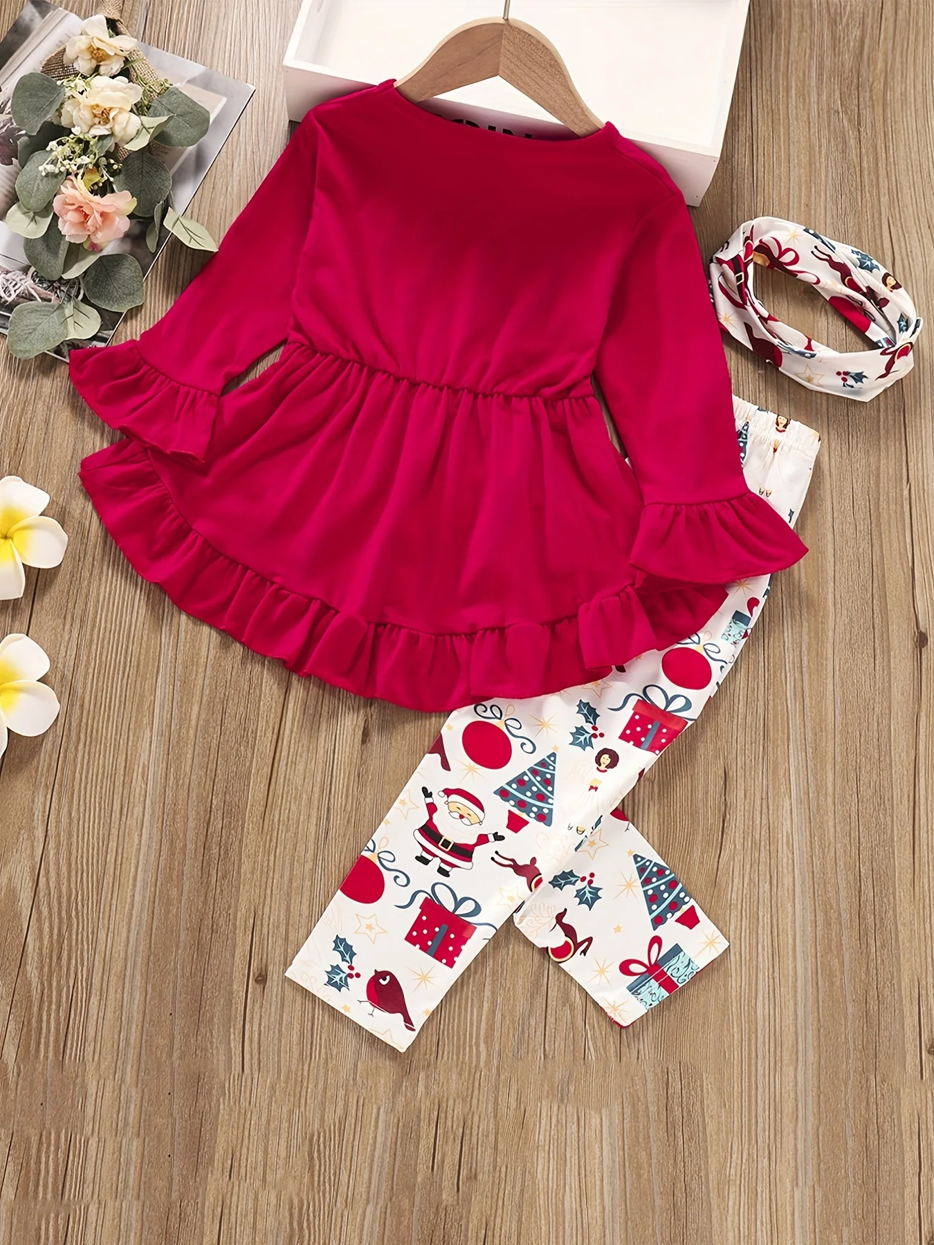 Comfy outdoor Outfits, 2pc Girls Pullover + Pants, Santa Claus Pattern Pants Autumn Clothes Christmas - Deanwangkt
