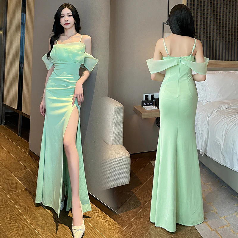 Nightclub Evening Dress Sexy Dress Long Dress Temperament KTV Glade Pedicure Work Clothes Bath Massage Workwear - Deanwangkt