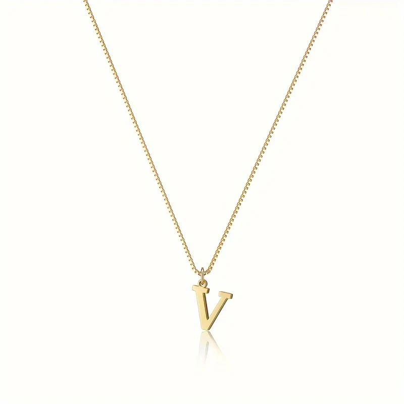 Women's Box Necklace, Smooth Letter Necklace, Plated English Letter Pendant, Clavicle Chain - Deanwangkt