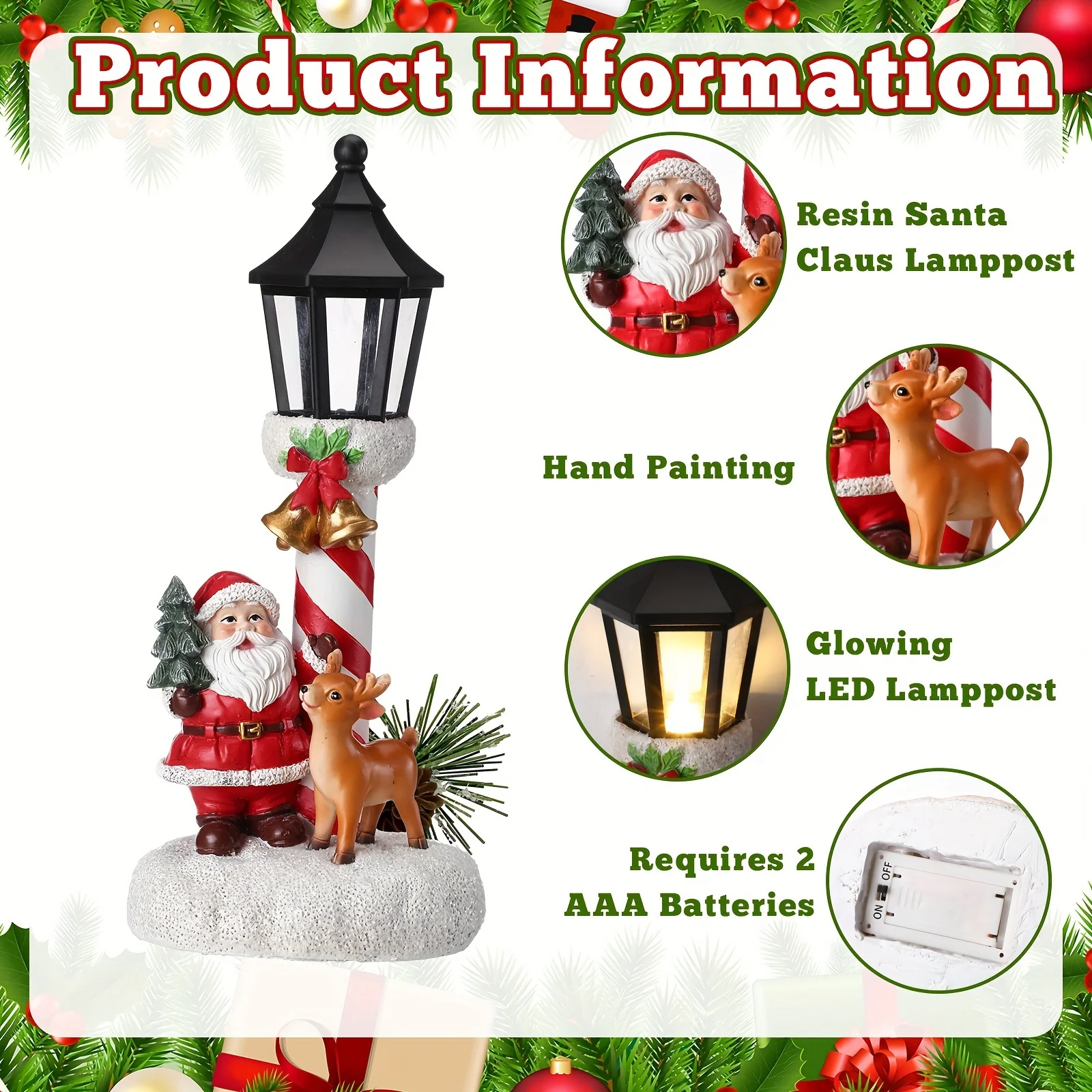 2 Pack Red Cardinal LED Lamppost Christmas Resin Table Decorations Tabletop Statue with Glow Lantern for Home Office Xmas Joy Noel Indoor Holiday Party - Deanwangkt