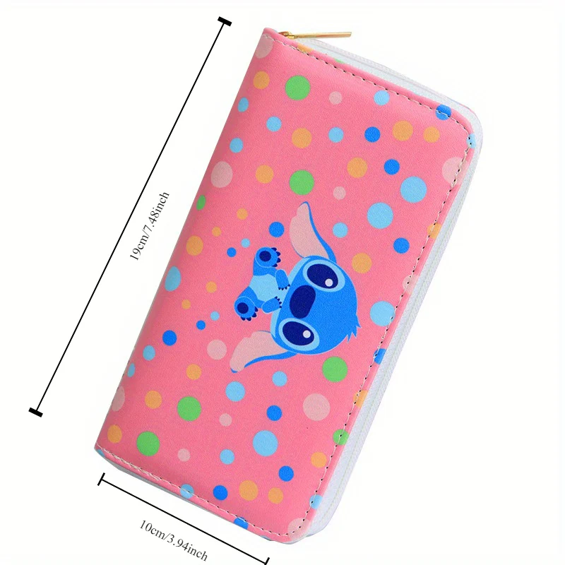 Disney Stitch Enchanting Cartoon Long Wallet - Fashionable Multi-Card & Coin Purse with Zippered Clutch for Phone & Cards, Perfect Casual Style Accessory - Deanwangkt