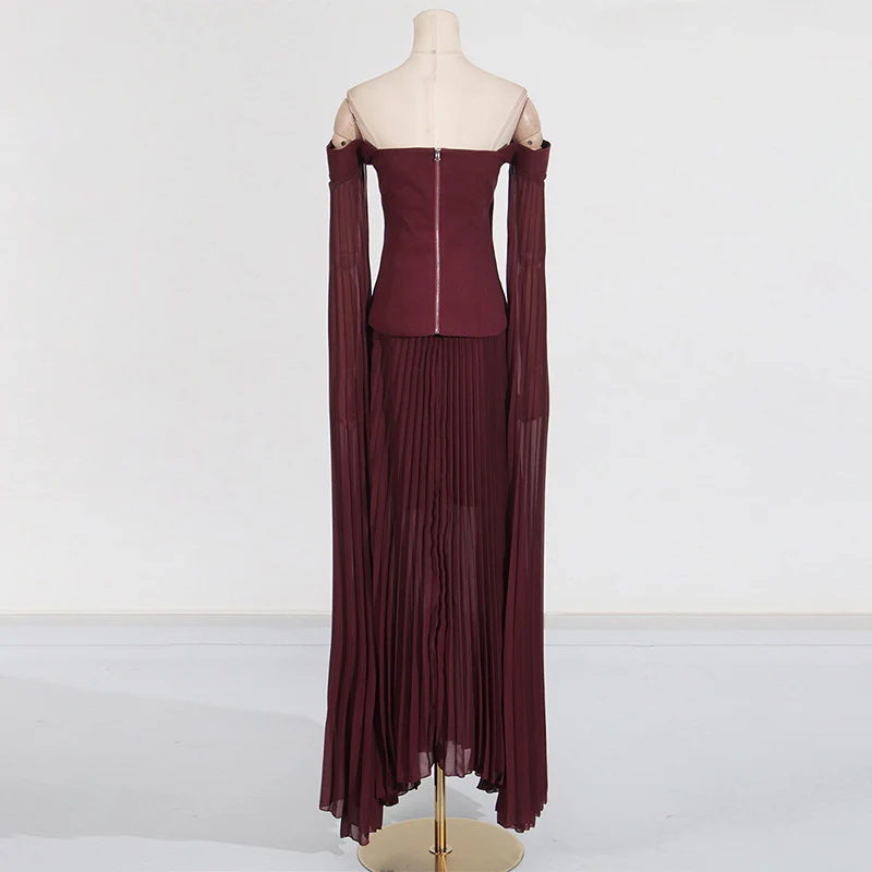 2025 spring new  style fashion suit femininity elegant fashion one-word shoulder splicing spring two-piece set - Deanwangkt