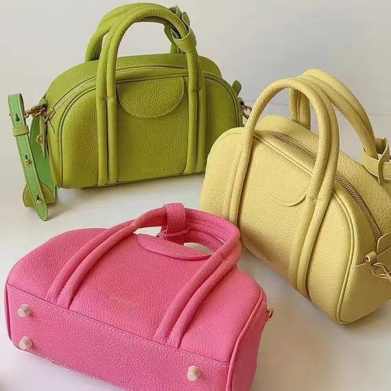 Song Songmont Mountain with Pine Bowling Medium and Small Size Series First Layer Cowhide Portable Crossbody Boston Bag - Deanwangkt