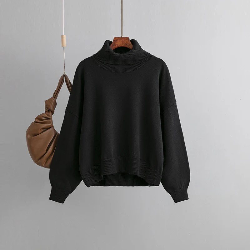 DEANWANGKT  new autumn and winter cross-border   popular high-neck loose knitted sweater 2025 sweater women - Deanwangkt