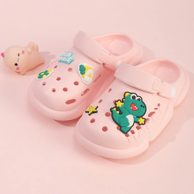 DEANWANGKT Baby Non-Slip Eva Slippers Cartoon Children's Closed Toe Hole Shoes Soft Soft Bottom Children Outer Sandals - Deanwangkt